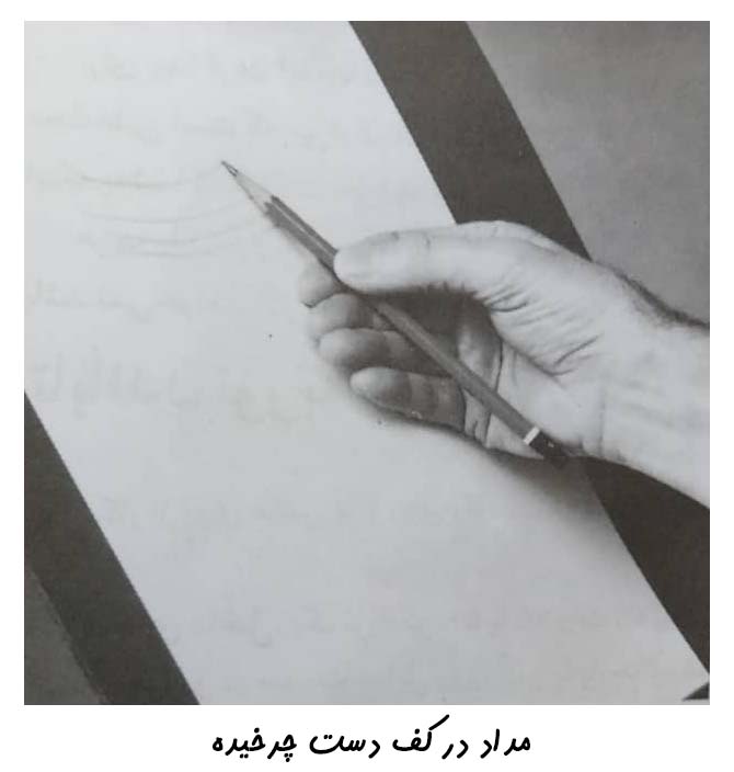 نحوه گرفتن در کف دست چرخیده / آموزش طراحی با مداد در تهران