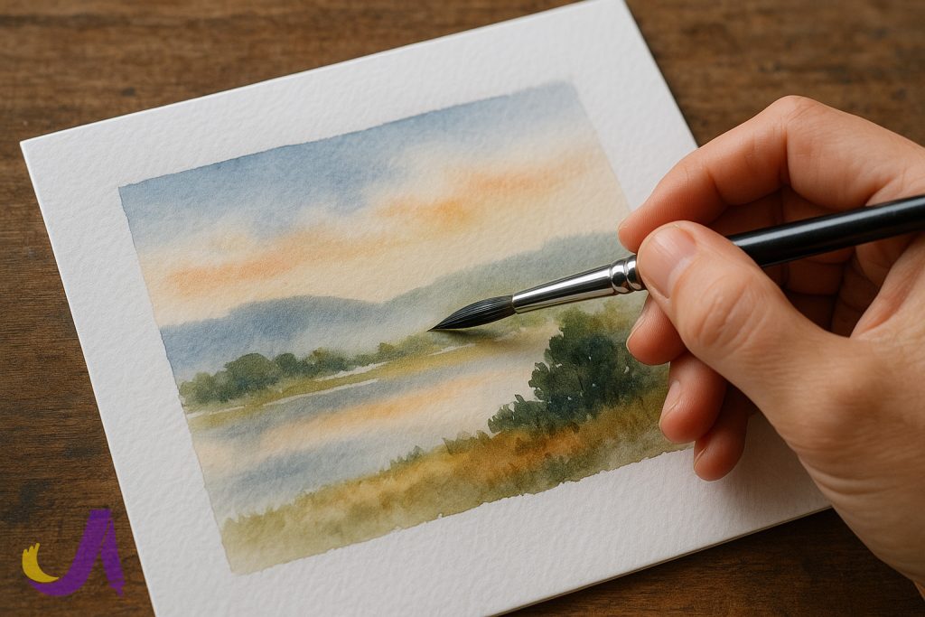 آموزش آبرنگ تکنیک خشک در خیس