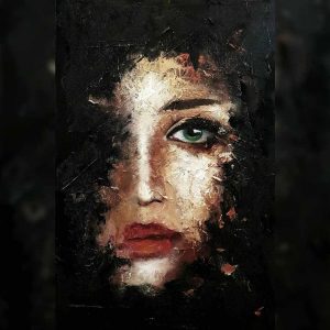 تصویر صورتی کشیده شده با تکینک آکریلیک