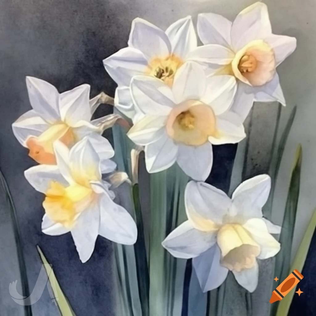 نقاشی گل نرگس آبرنگی با هوش مصنوعی