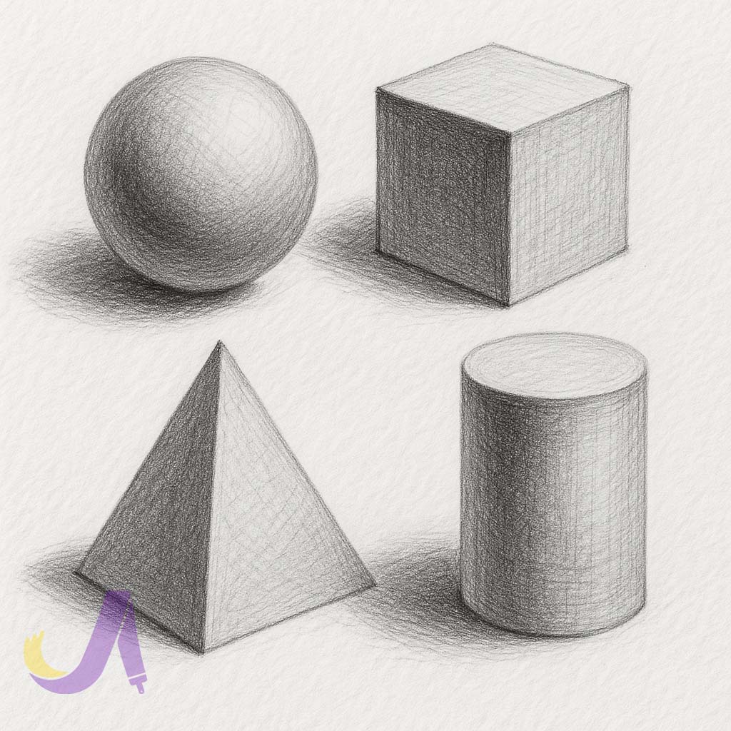 نقاشی ساده سیاه قلم اشکال هندسی