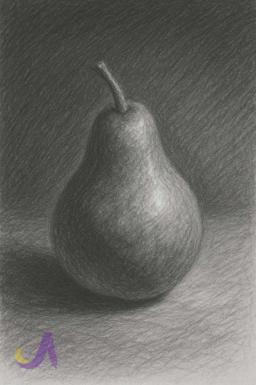 نقاشی میوه ساده با سیاه قلم