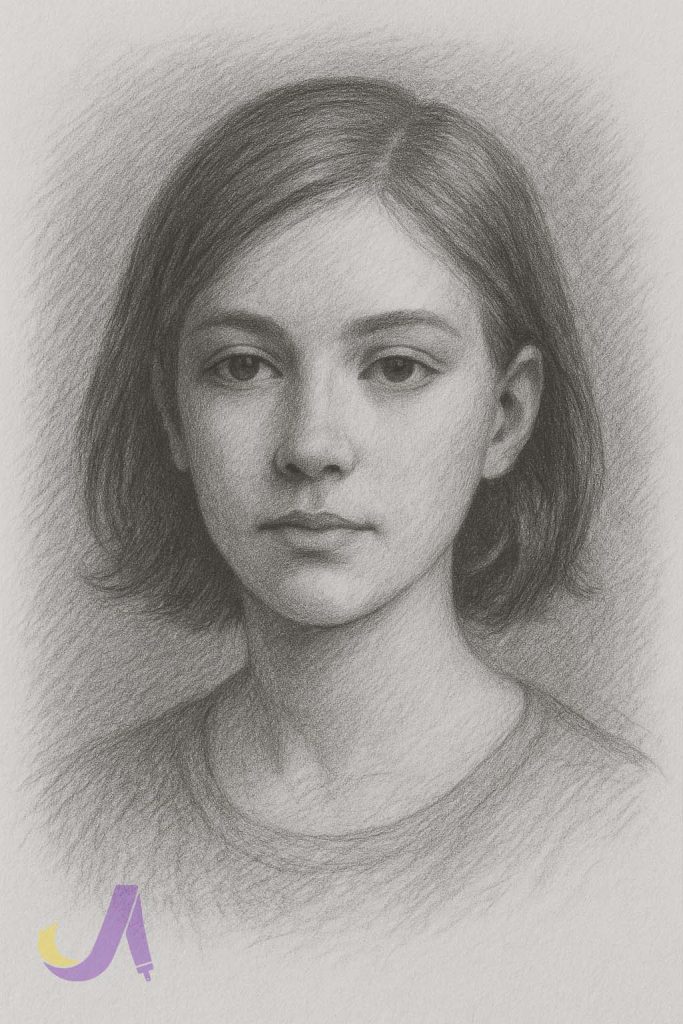 پرتره ساده با سیاه قلم