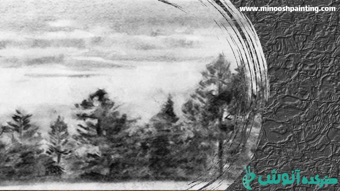 تصویر طراحی شده از منظره جنگل برای مقاله کشیدن منظره